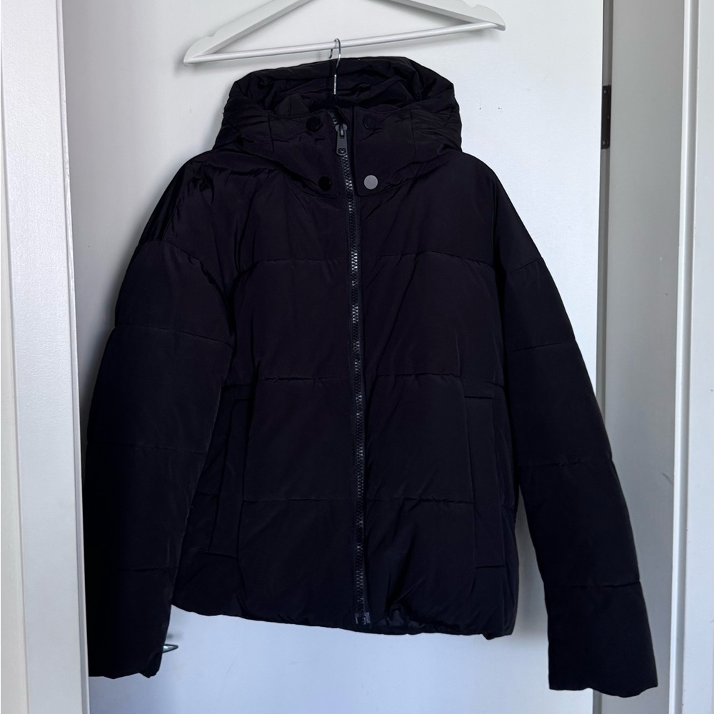 Twik Black Puffer Jacket with Strap Detail